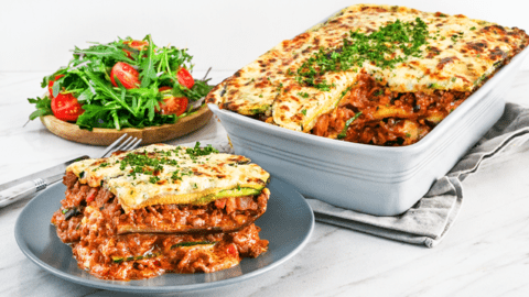 Low Carb Irish Beef Lasagna with Creamy Cheese Topping
