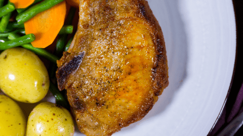 Smoky Pork Chops with Baby Potatoes & Green Beans