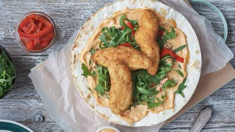 Red Pepper & Chilli Mayo Breaded Chicken Wraps
