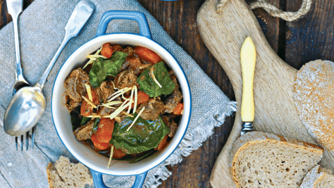 Gingered Beef, Carrot and Spinach Casserole