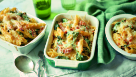 Baked Pasta with Spinach and Ham