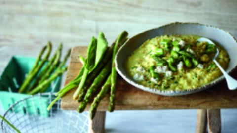 Wild Garlic Risotto with Green Asparagus