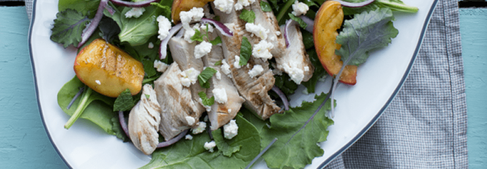 Grilled Turkey Salad with Peach and Feta 