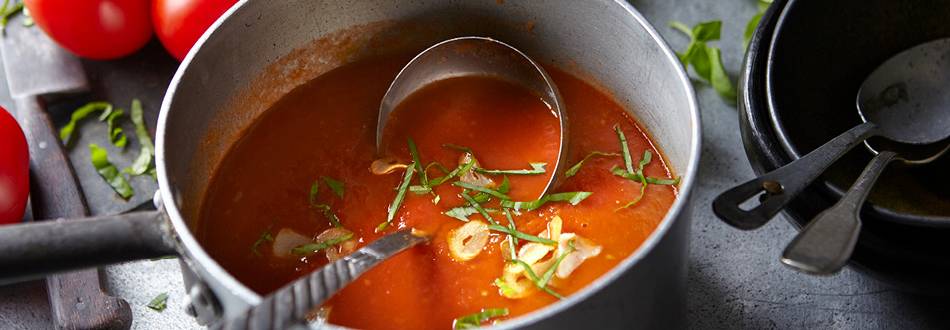Fresh tomato soup with basil