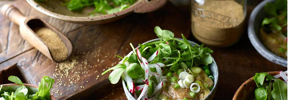  Amaranth or Quinoa with Peas and Radish 