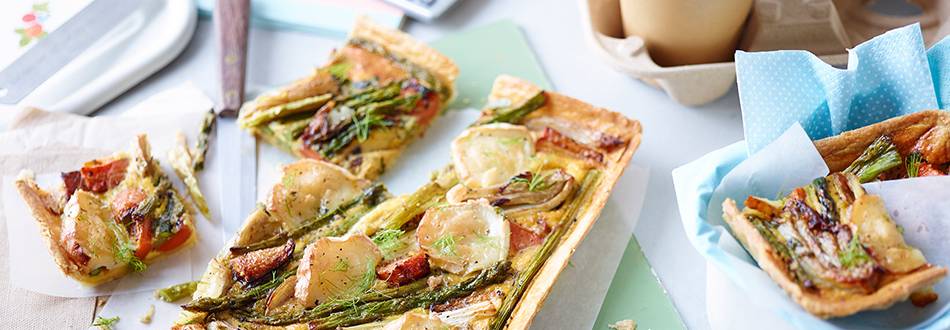 Quiche with spring vegetables